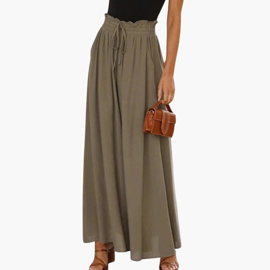 Ingrid | High Waisted Wide Leg Linen Trousers Summer
