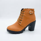 Rosanna | Leather Low Heel Flat Ankle Boots — Light Brown