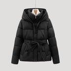 Tatiana | Black Cropped Puffer Coat Jacket With Hood — Black