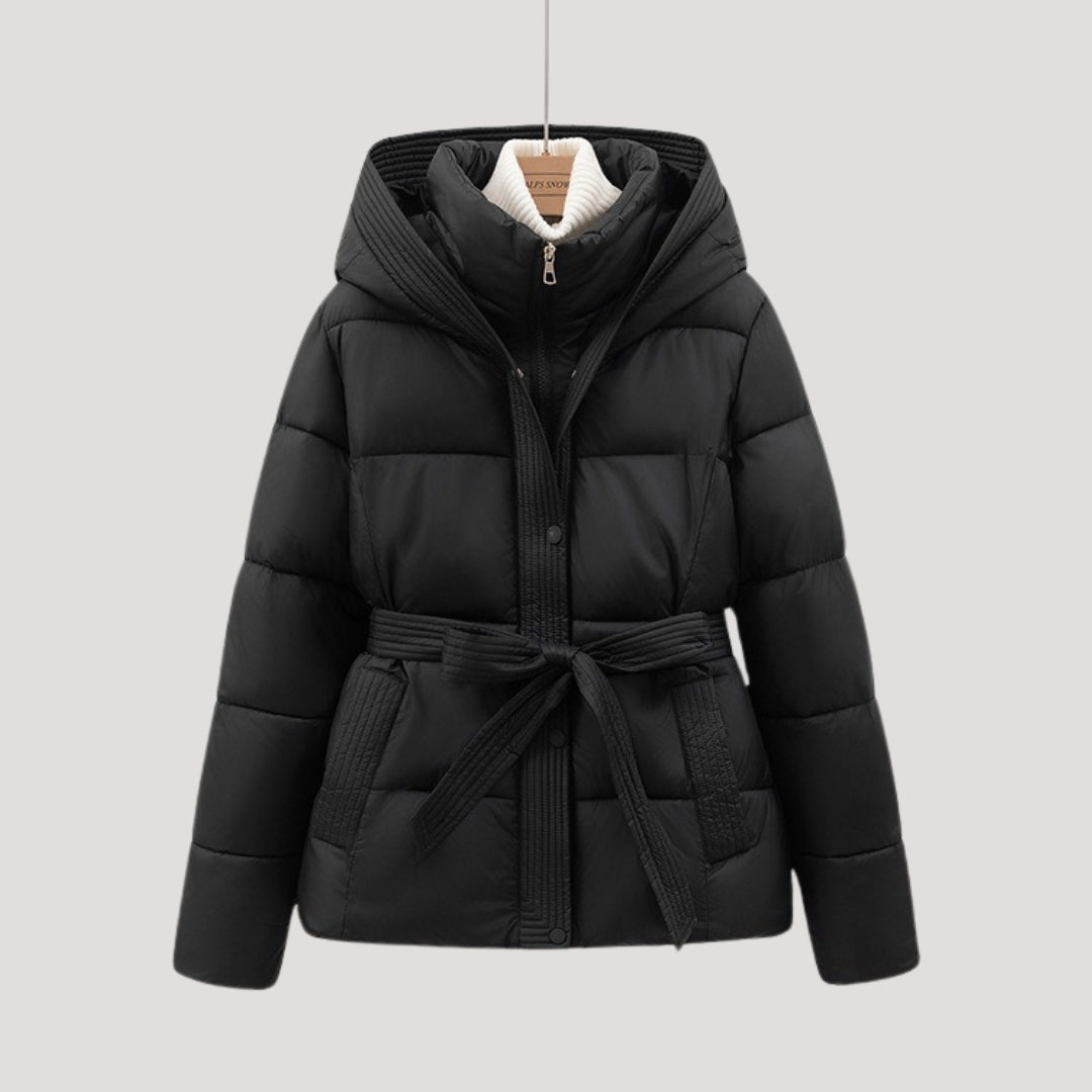 Tatiana | Black Cropped Puffer Coat Jacket With Hood — Black