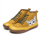 Isolde | Black & Brown Heeled Ankle Boots — Yellow