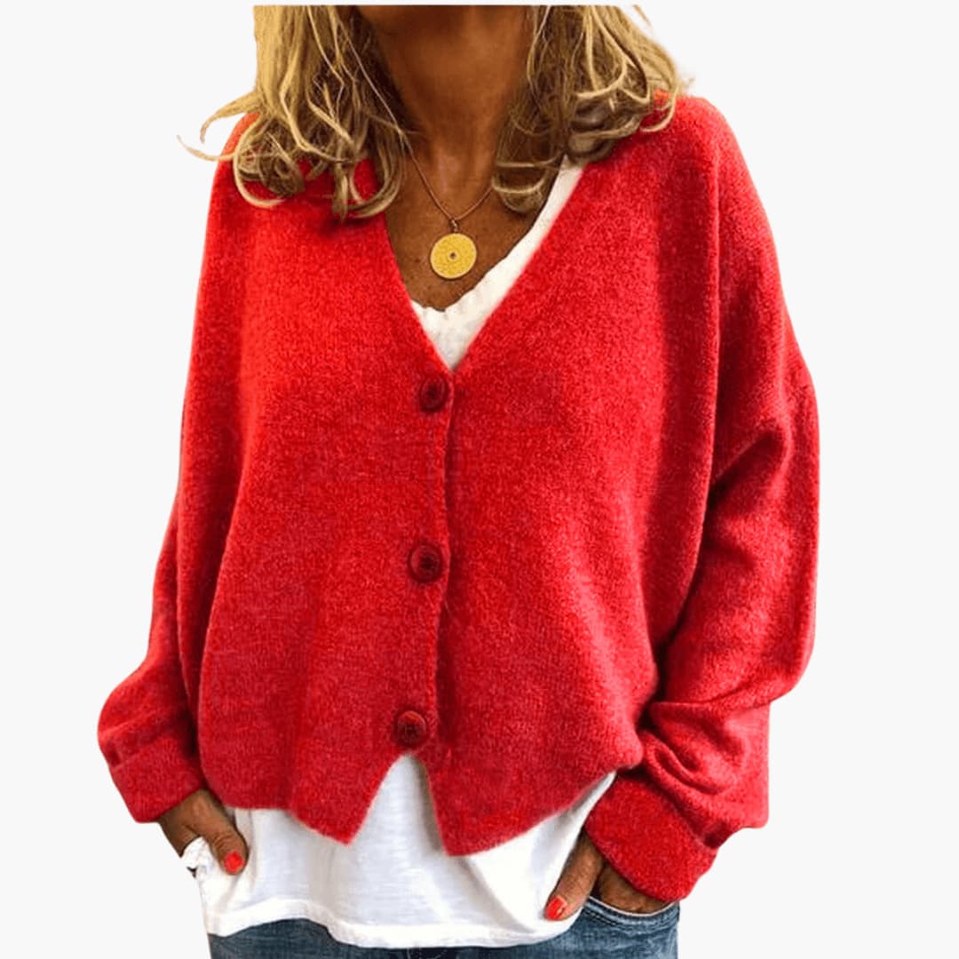 Ingrid | Womens Knit Cardigan Top With Button Front Relaxed Fit