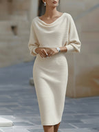 Faustine | Draped Halter Batwing Midi Garden Party Dress
