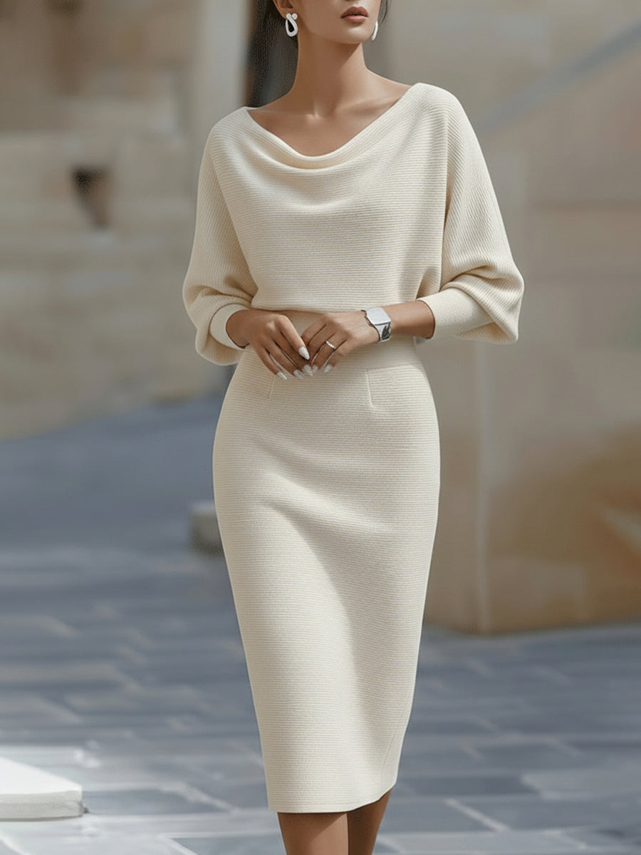 Faustine | Draped Halter Batwing Midi Garden Party Dress