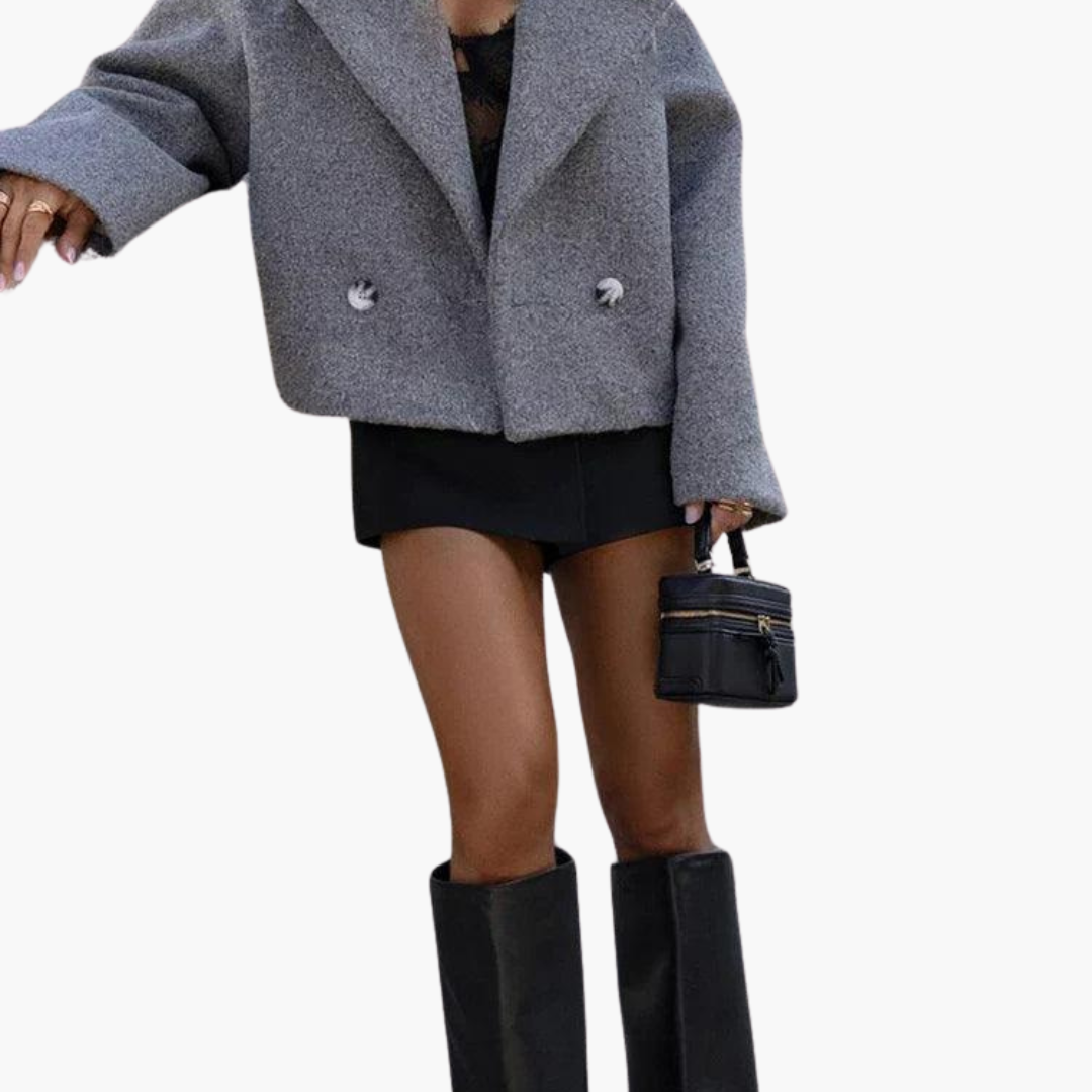 Lucienne | Cropped Leather Jacket For Smart Casual Style