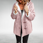 Mathilde | Black Wool Fur Hood Winter Puffer Coats — Pink
