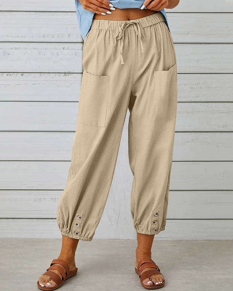 Manon | Women's Cropped Coastal Balloon Pants With Drawstring
