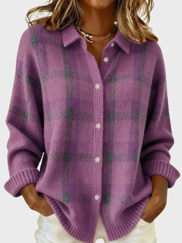 Sidonie | Oversized Plaid Cardigan Sweater for Autumn Layering