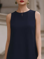 Eulalie | Sleeveless Tiered Pleated Chiffon Shift Cocktail Dress