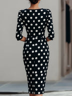 Hermione | Halter Neck Bodycon Dot Dress Midi Cocktail