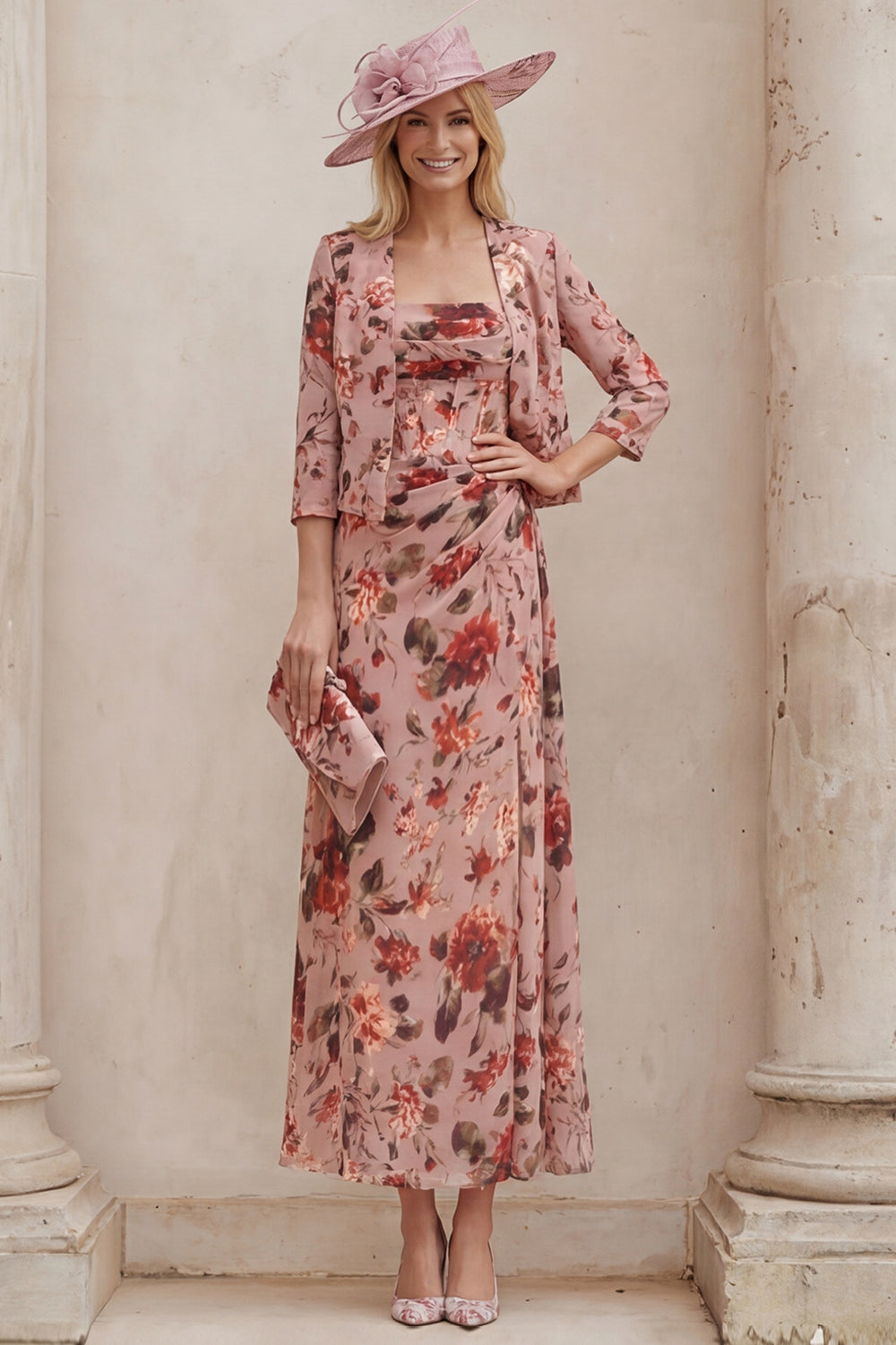 Celestine | 2 Piece Floral Mother of Bride Jacket Dress