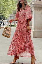 Fenella | Boho Floral Wedding Guest Maxi Dress With Puff Sleeves