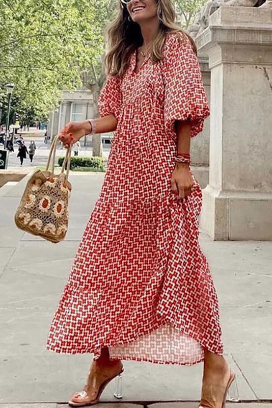 Valentina | Floral Puff Sleeve Maxi Dress For Summer Occasions