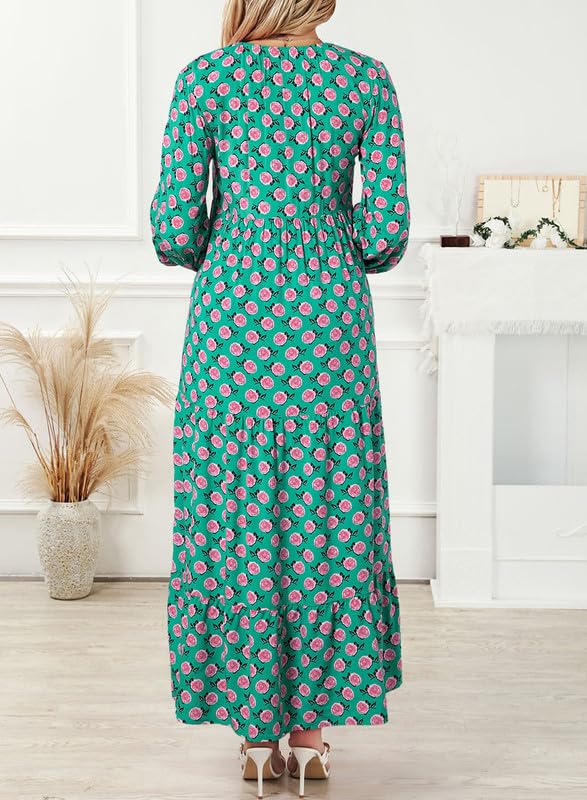 Fenella | Boho Floral Wedding Guest Maxi Dress With Puff Sleeves