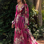 Coralie | Airy Floral V-Neck Maxi Garden Party Dress