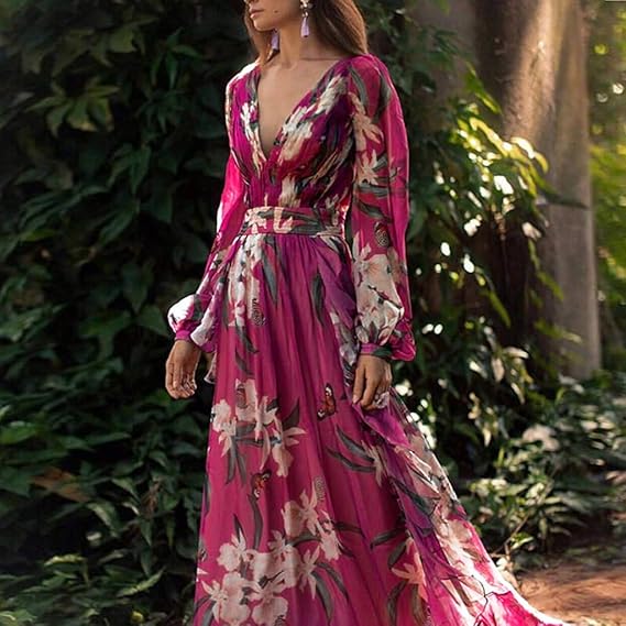 Coralie | Airy Floral V-Neck Maxi Garden Party Dress