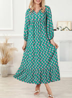 Fenella | Boho Floral Wedding Guest Maxi Dress With Puff Sleeves