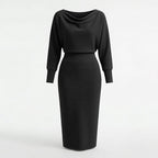 Noemie | Draped Cowl Neck Midi Dress Women's Occasion Style