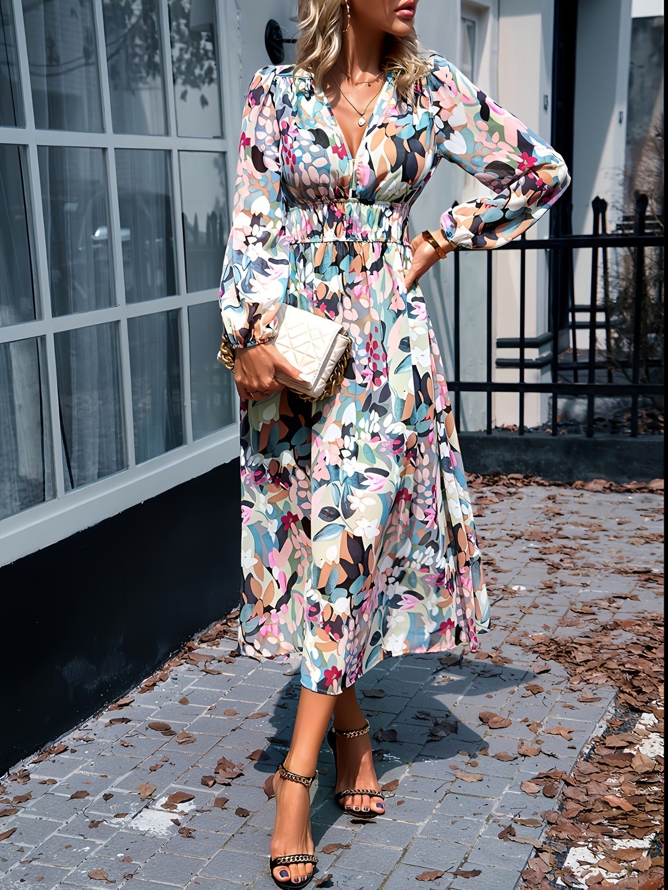 Pascale | Floral Bridesmaid Dresses Long Sleeve Midi