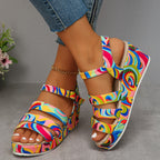 Leonie | Multicolour Wedge Ankle Boots Platform Sandals