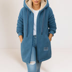 Georgiana | Long Black Puffer Coat Longline Hood Winter — Blue