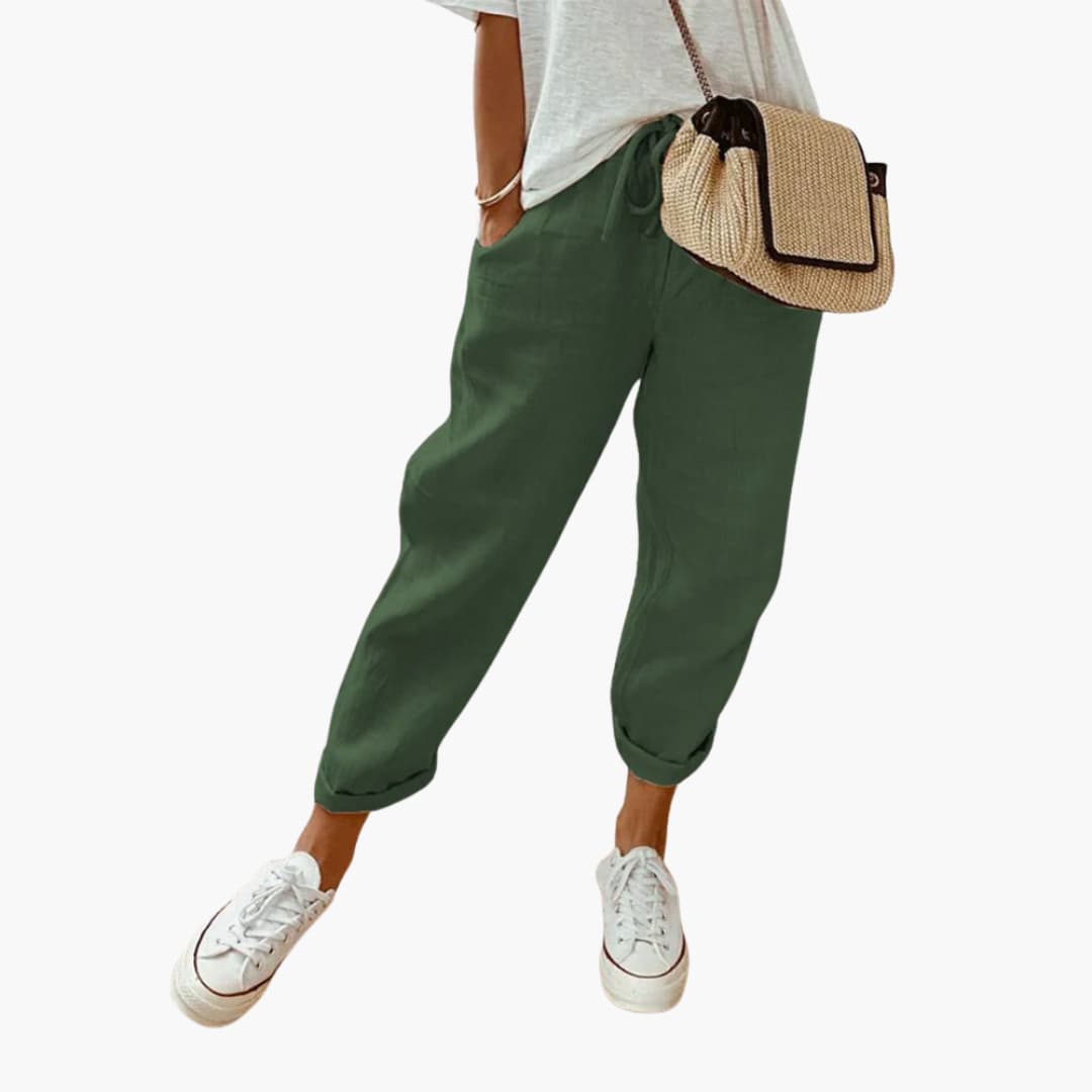 Noemie | Womens Relaxed Drawstring Summer Linen Trousers