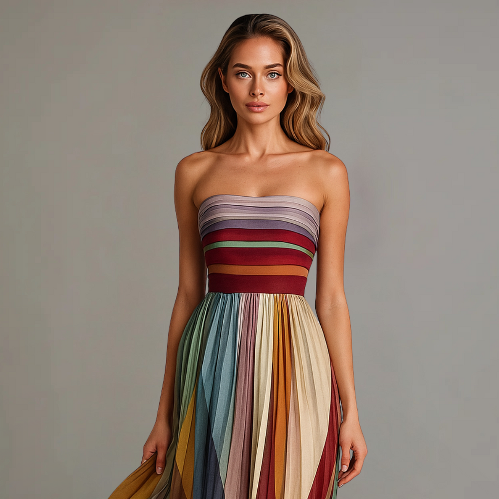 Philippa | Women Strapless Pleated Maxi Summer Garden Party Dress