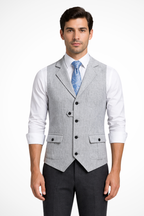 Reuben | Men Herringbone Tweed Wedding Waistcoat Tailored Fit