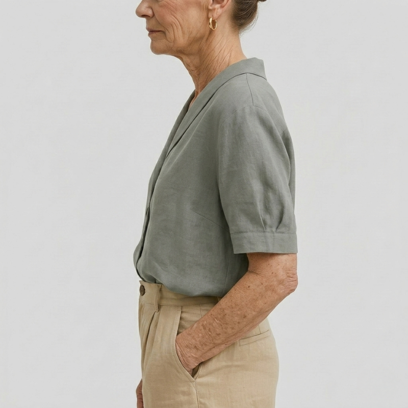 Honorine | Classic Linen Blouse With Button Detail
