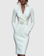 Valentina | Velvet Sequin Cocktail Midi Dress — White