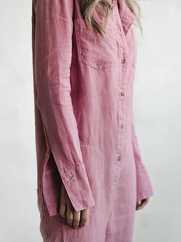 Vivienne | Comfy Long Sleeve Button-Up Jumpsuit for Everyday Wear