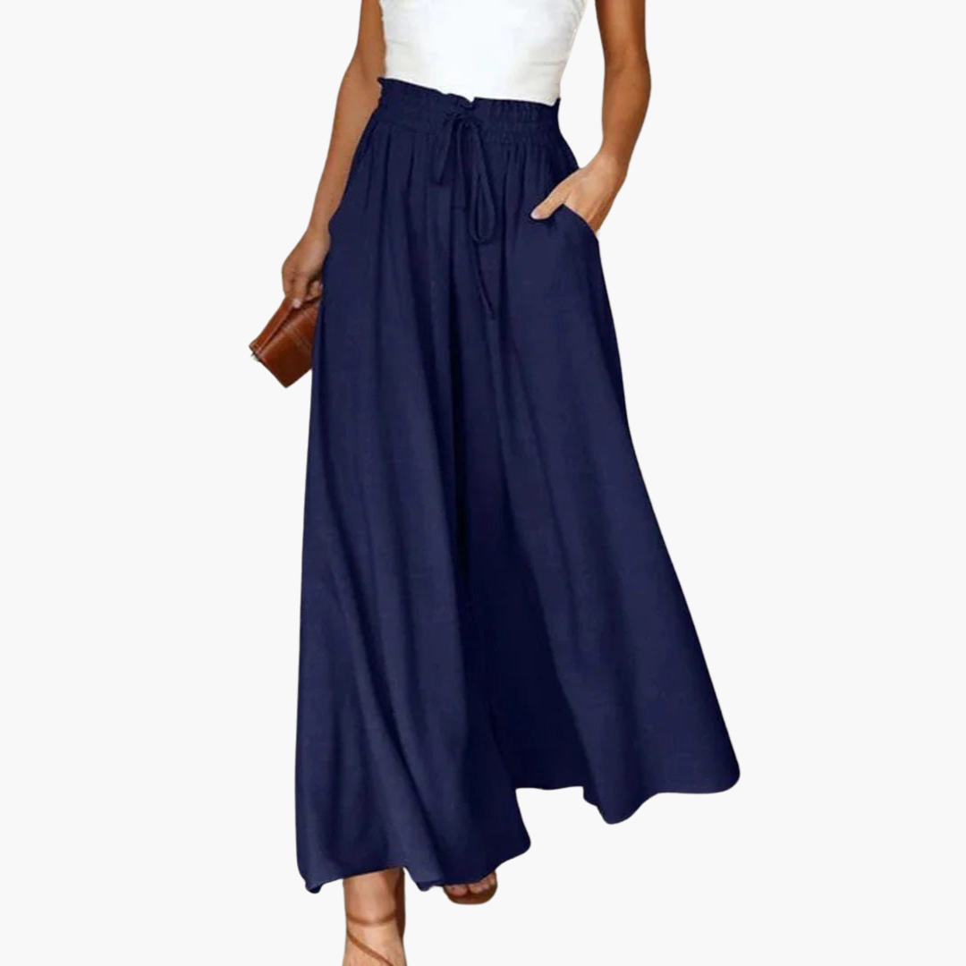 Ingrid | High Waisted Wide Leg Linen Trousers Summer
