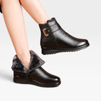 Helena | Black Leather Low Heel Ankle Boots