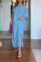 Celestine | Asymmetrical One Shoulder Maxi Dress Evening Occasion