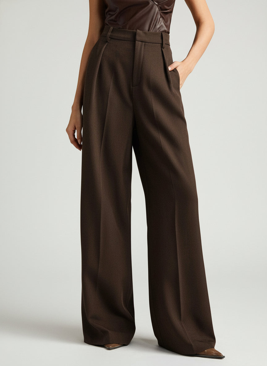 Dominique | High Waisted Wide Leg Tailored Trousers For Work