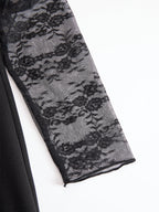 Coralie | Evening Tuxedo Dress Coat Lace Midi Black
