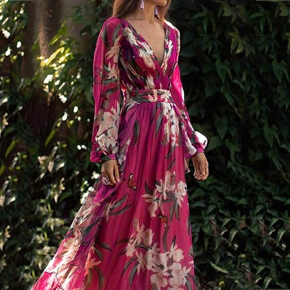 Coralie | Airy Floral V-Neck Maxi Garden Party Dress