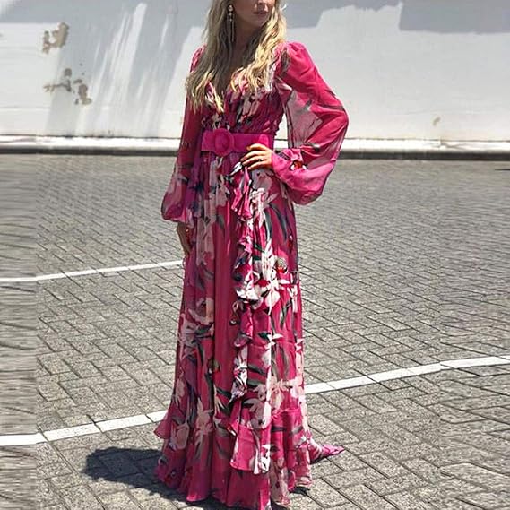 Coralie | Airy Floral V-Neck Maxi Garden Party Dress