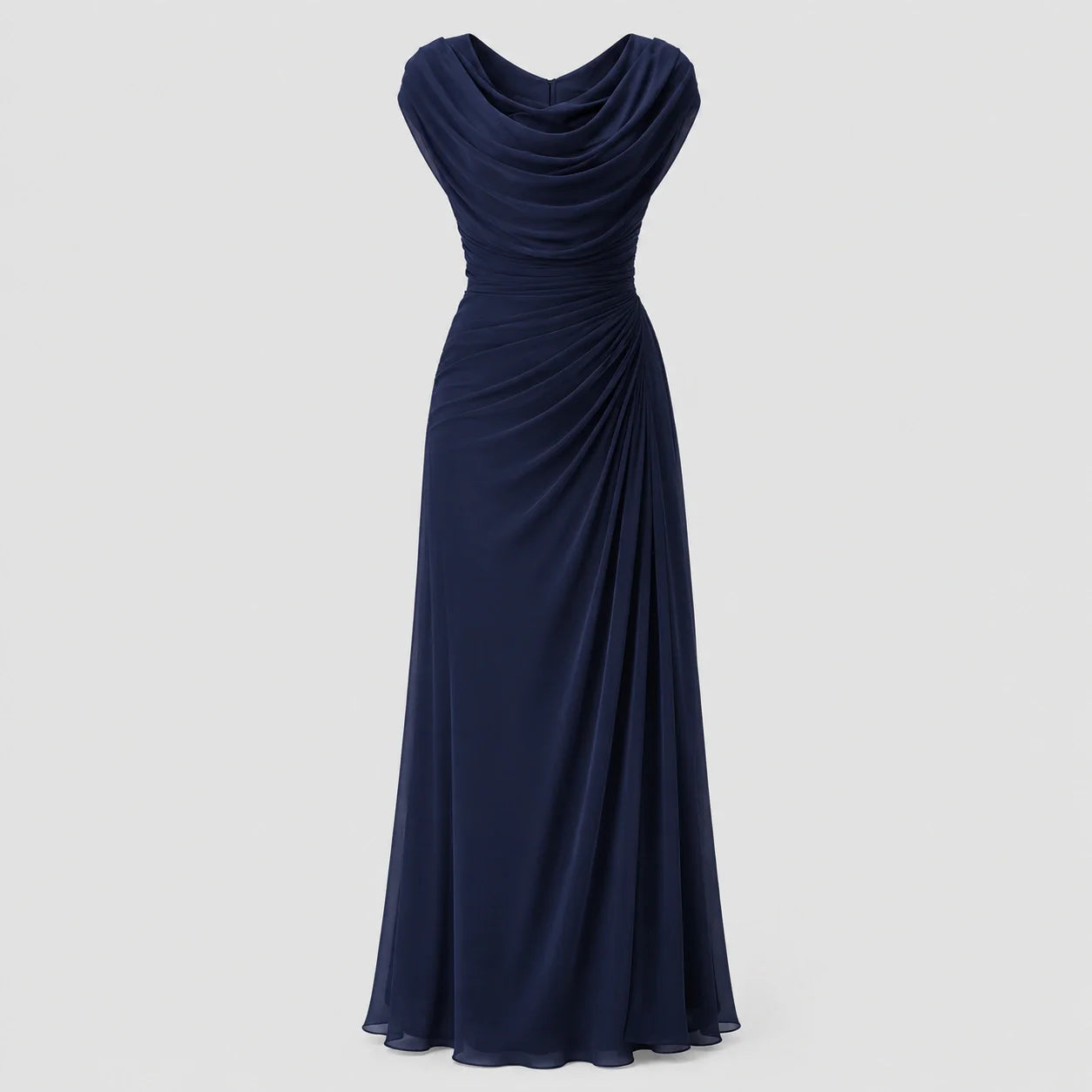 Lucinda | Cowl Neck Ruched Maxi Wedding Guest Dress