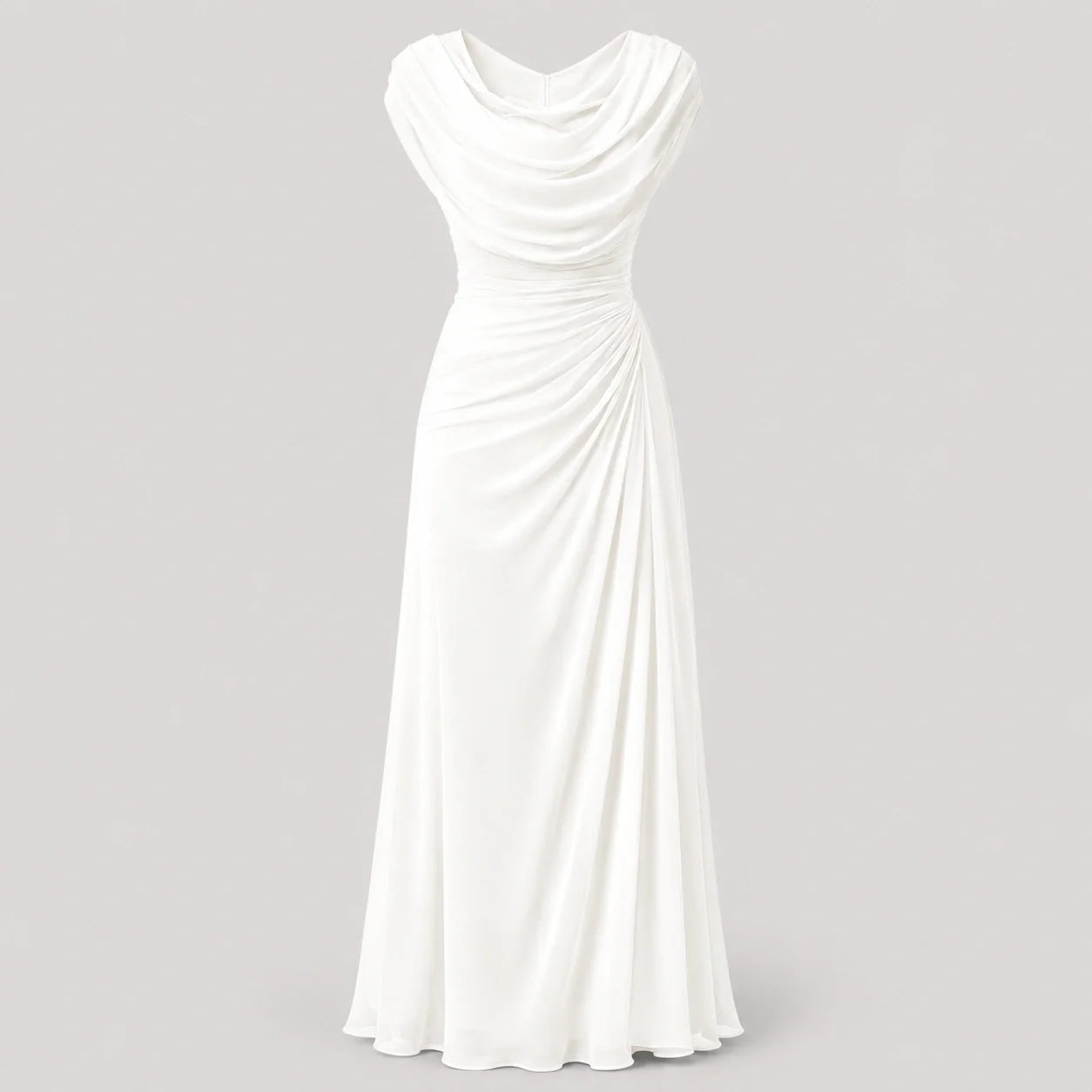 Lucinda | Cowl Neck Ruched Maxi Wedding Guest Dress