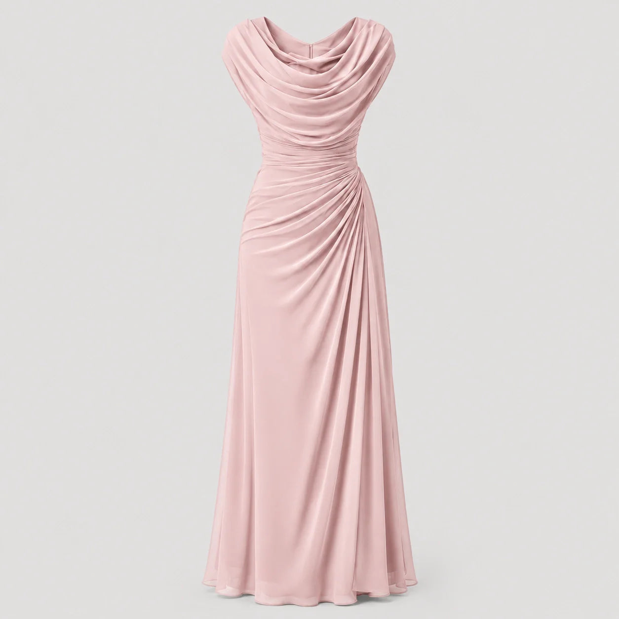 Lucinda | Cowl Neck Ruched Maxi Wedding Guest Dress