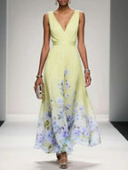 Celestine | Drop Waist Floral Maxi Wedding Guest Dress