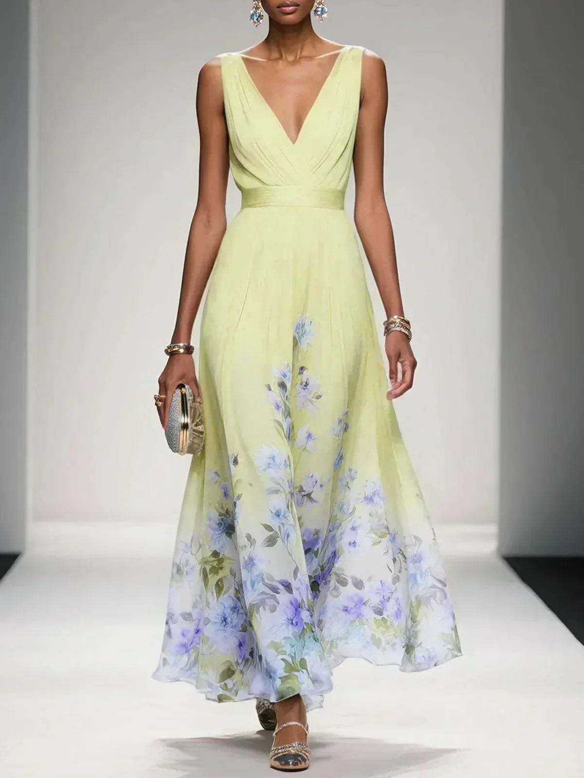 Celestine | Drop Waist Floral Maxi Wedding Guest Dress