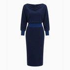 Noemie | Draped Cowl Neck Midi Dress Women's Occasion Style