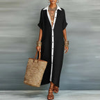 Valentina | Short Sleeve Collared Maxi Shirt Dress for Summer