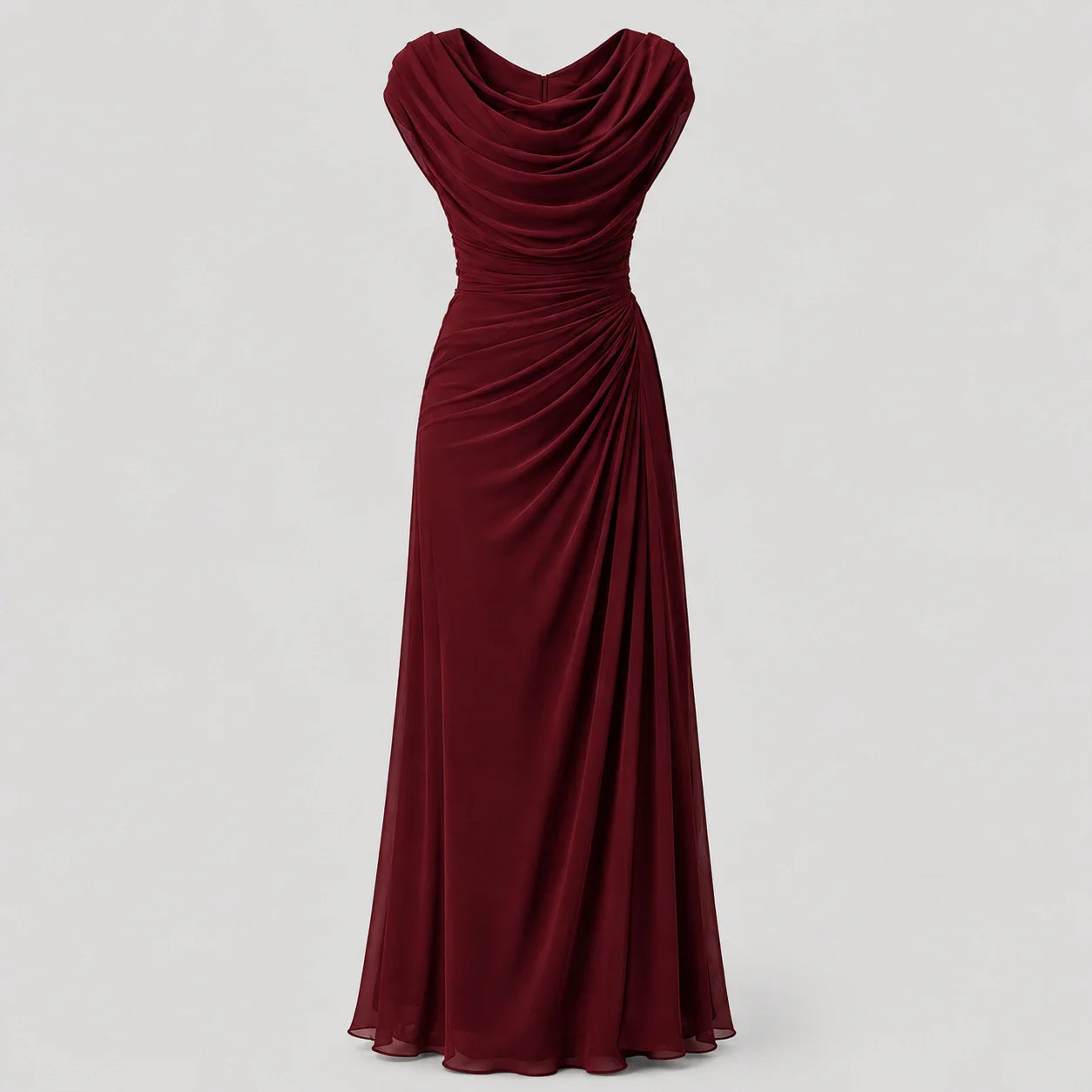 Lucinda | Cowl Neck Ruched Maxi Wedding Guest Dress