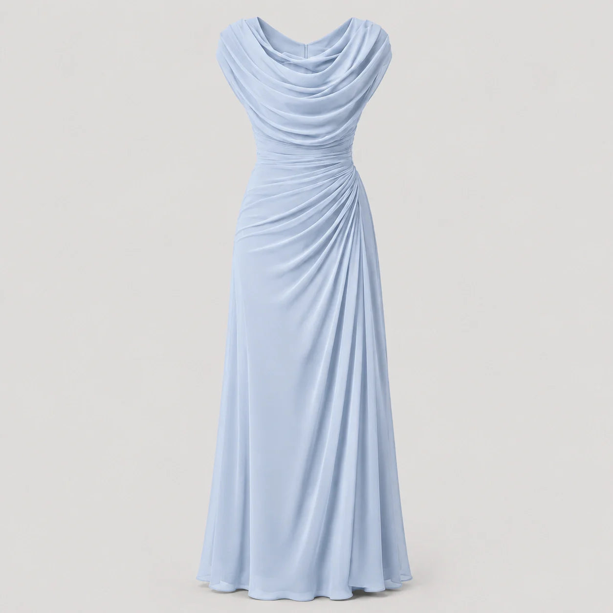 Lucinda | Cowl Neck Ruched Maxi Wedding Guest Dress