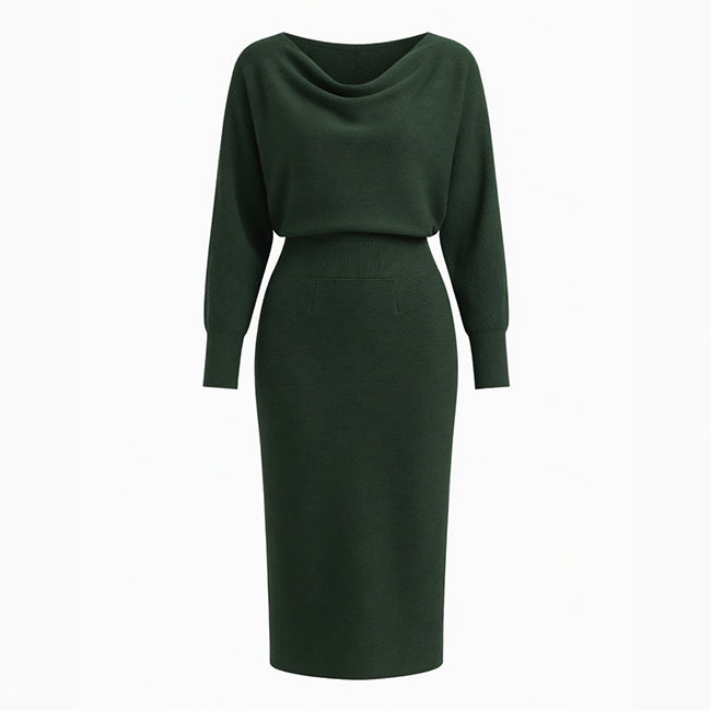 Noemie | Draped Cowl Neck Midi Dress Women's Occasion Style