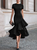 Flavie | Tailored Ruffle Evening Wedding Guest Midi Dress