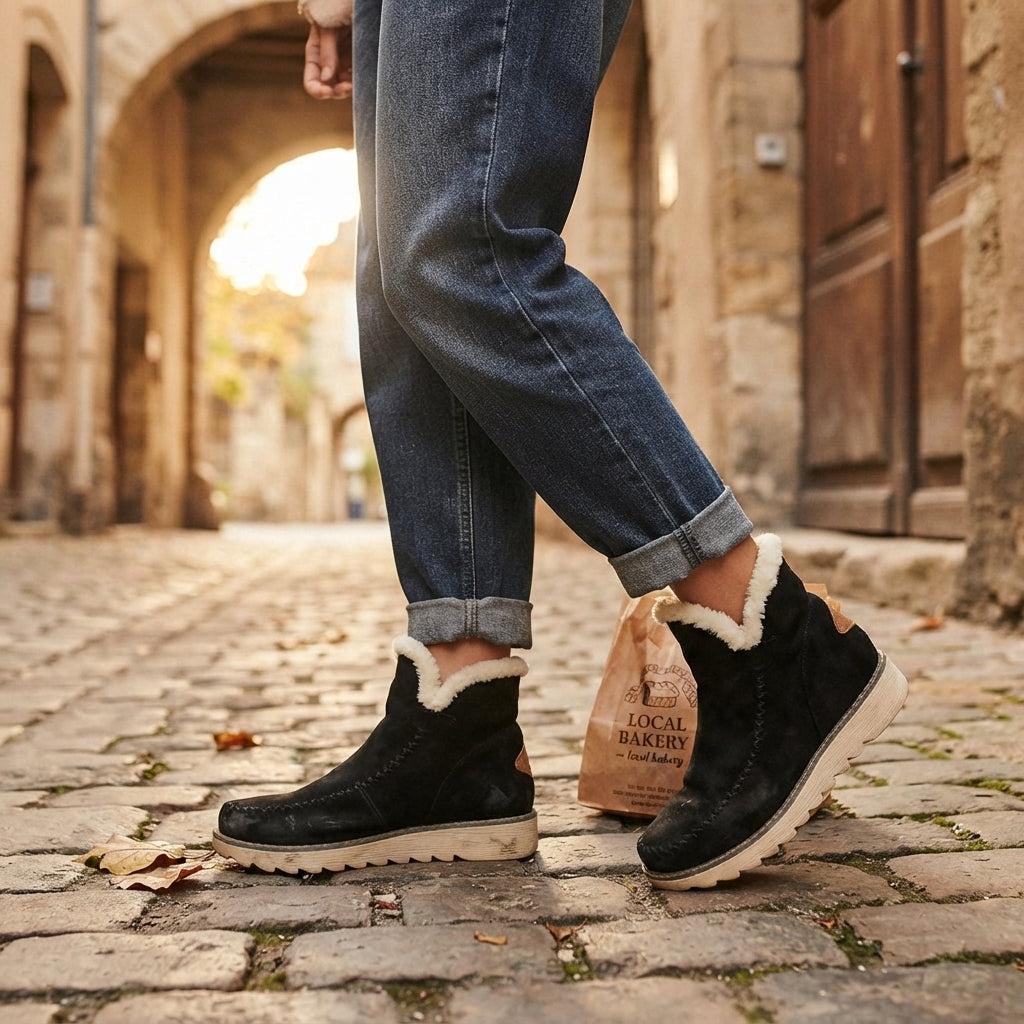 Faustine | Heeled Winter Ankle Boots Black Brown Flat